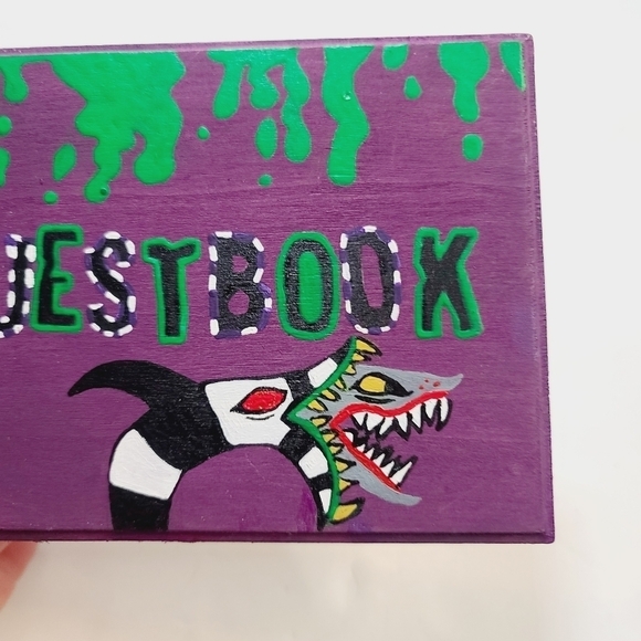 Halloween Wedding Party Hand Painted Beetlejuice Guest Book Sign - Picture 4 of 10